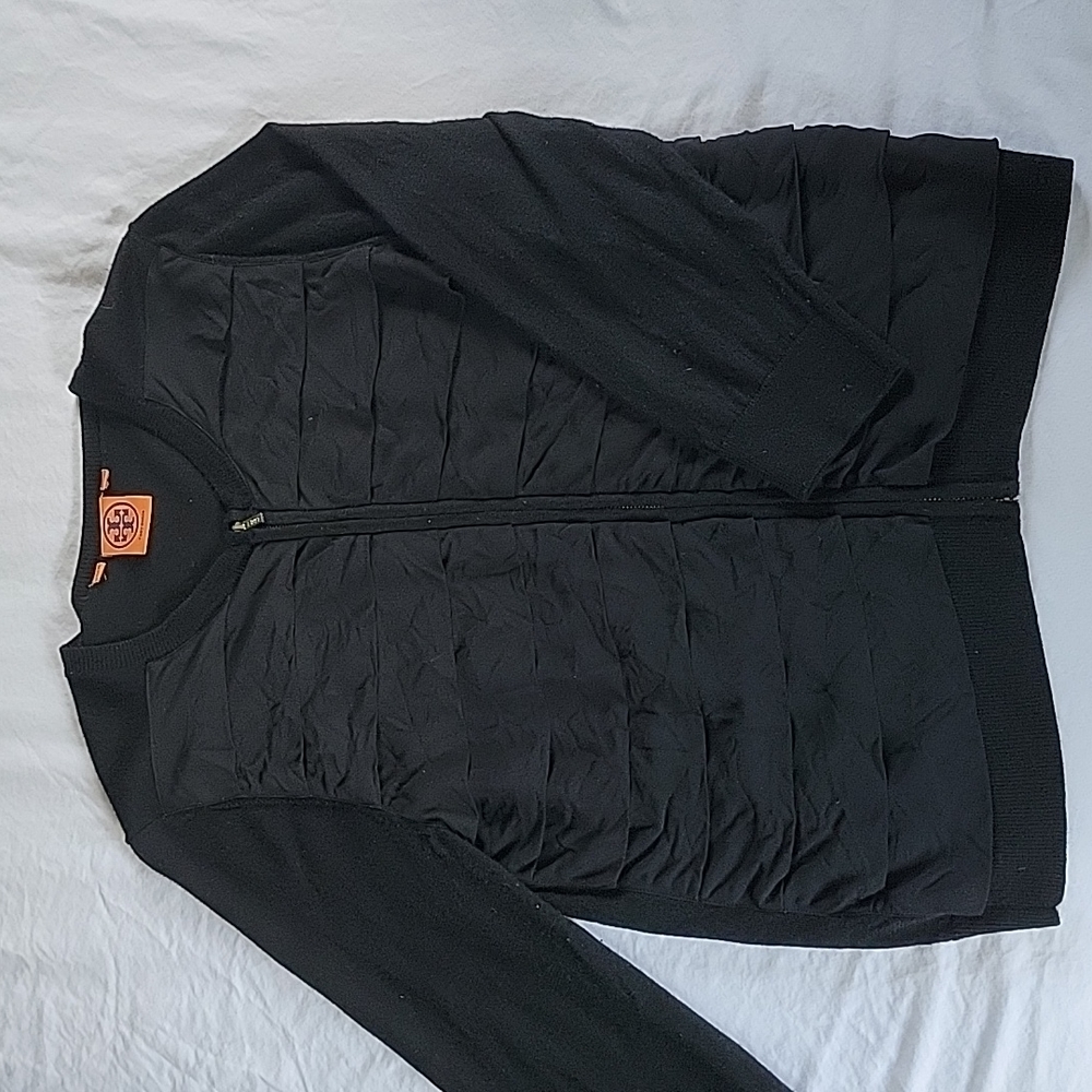 Tory Burch black zip cardigan
